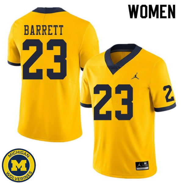 Women's Michigan Wolverines #23 Michael Barrett Yellow Player Football Jersey